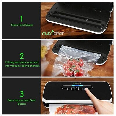 NutriChef Automatic Vacuum Air Sealing System Preservation with Starter Kit C...