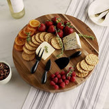 Twine Acacia Board and Knife, Footed Snack Tray and Cheese Knives Set Cooking...