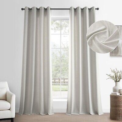 HPD Half Price Drapes Basic Faux Linen Curtains Grommet - 120 Inch long Pair ...