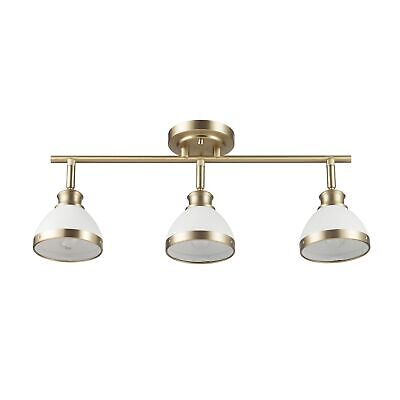 Globe Electric 64000003 22" 3-Light Track Lighting, Matte Brass, Matte White ...