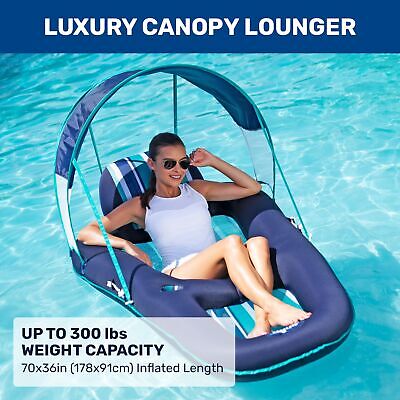 Aqua Luxurious Inflatable Outdoor Swimming Pool Lounger Hammock Float with Su...