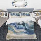 Coast Blue Sea Waves Watercolour Nautical & Coastal Duvet Cover Set, Blue Duv...