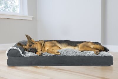 Furhaven Pillow Dog Bed for Large Dogs w/ Removable Bolsters & Washable Cover...