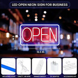 LED Neon Open Sign for Business with Adapter,16.5"x 9" Adjustable Brightness ...