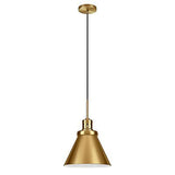 Henn&Hart 12" Wide Pendant with Metal Shade in Brushed Brass, for Home, Livin...