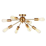 VINLUZ 8-Light Sputnik Chandelier Brushed Brass Semi Flush Mount Ceiling Ligh...