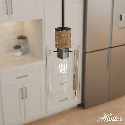 Hunter - Vanning 1-Light Noble Bronze, Mini Pendant Light, Dimmable, Boho Sty...