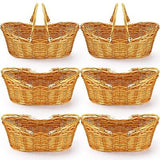 6 Pcs Wicker Picnic Basket with Handle, Hand Woven Harvest Basket Bulk, Wicke...