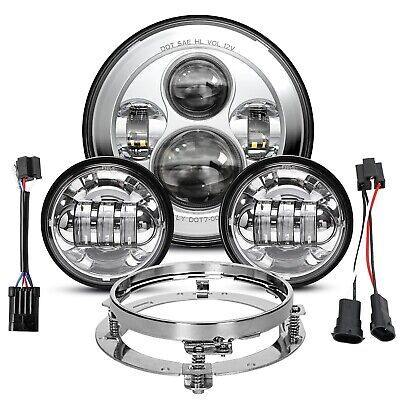 Dot Appoved Chrome 7inch LED Headlight+4.5inch Matching Passing Lamps+Adapter...