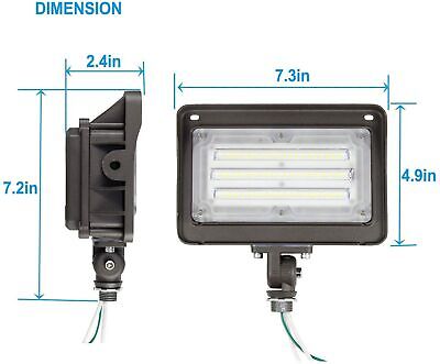 2 Pack LED Flood Light, 5000K Daylight White, 100-277VAC,IP65 Waterproof and ...