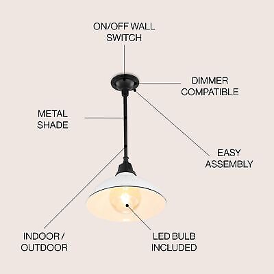 JONATHAN Y JYL7611A Jasper 12.25" 1-Light Farmhouse Industrial Indoor/Outdoor...