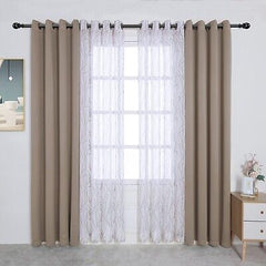 BONZER Mix and Match Curtains - 2 Pieces Branch Print Sheer Curtains and 2 Pi...