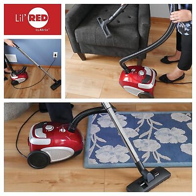 Atrix Red Lil Portable Canister Vacuum w/ 2 Quart HEPA Filter & Variable Spee...