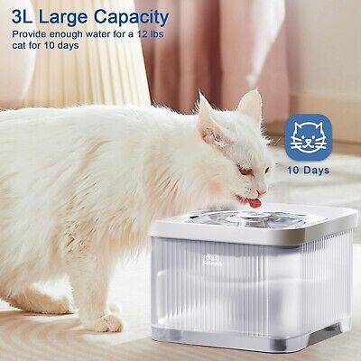 Cat Water Fountain with Wireless Pump, 3.2L/105oz Pet Water Fountain for Cats...