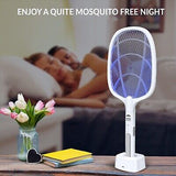 2 in 1 Electric Bug Zapper, Mosquitoes Trap Lamp & Racket, USB Rechargeable E...