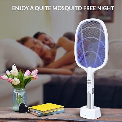 2 in 1 Electric Bug Zapper, Mosquitoes Trap Lamp & Racket, USB Rechargeable E...