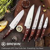 Brewin CHEFILOSOPHI Japanese Chef Knife Set 5 PCS with Elegant Red Pakkawood ...