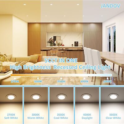 12 Pack 4 Inch 5CCT LED Recessed Lighting with Junction Box, 9W 900LM Ultra-T...