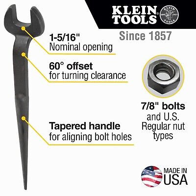 Klein Tools 3223 Spud Wrench, Made in USA, 1-5/16-Inch Nominal Opening, 7/8-I...