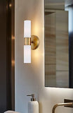 Kira Home Duo 14" Modern Wall Sconce with Frosted Glass Shades, for Bathroom/...