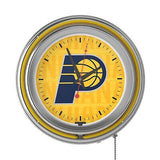 Trademark Gameroom NBA Chrome Double Rung Neon Clock - City - Indiana Pacers