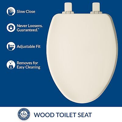 Bemis Ashland Modern Wood Toilet Seat with Decorative Edge, Slow Close, Secur...