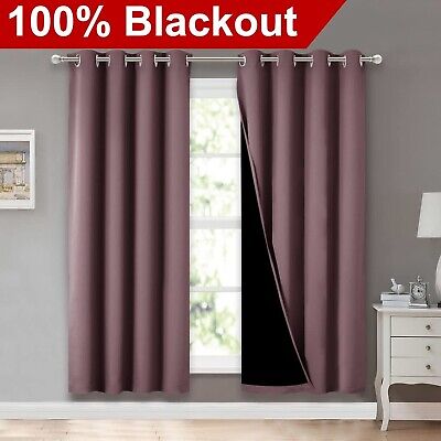 NICETOWN 100% Blackout Window Curtain Panels, Full Light Blocking Drapes with...