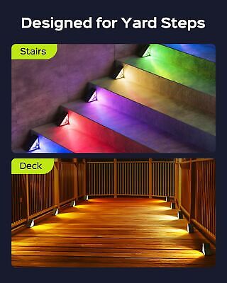 JACKYLED 16 Pack Outdoor Solar Stair Lights Waterproof, Solar Steps Lights Ou...