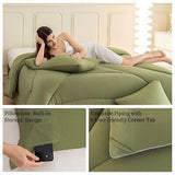 Dark Green Full Size Comforter Sets, 3 Piece Ergonomic Design Bedding Sets wi...