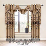 ELKCA Luxury Coffee Chenille Curtain with Embroidered Pattern for Living Room...