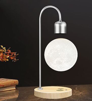 Unique Modern Levitating Moon Lamp with Built-in Qi Wireless Charger, Simplis...