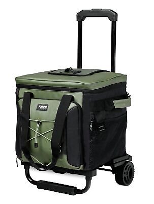 Igloo Olive 40 Can Collapsible Rolling Voyager Softsided Cooler