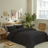 CLOTHKNOW Black California King Comforter Set 3Pcs All Black Bedding Comforte...