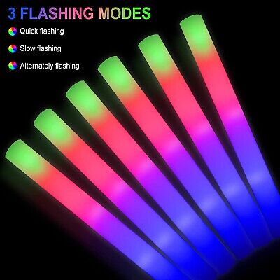 192PCS Glow Foam Sticks Bulk,LED Foam Sticks 3 Modes Flashing Glow in the Dar...