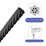 Black Cable Railing 1/8 inch T316 Deck Cable Railing with Cutter 7x7 Strands ...