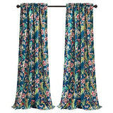 Lush Decor Dolores Light Filtering Window Panels, Pair, 52" W x 108" L, Navy ...