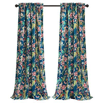 Lush Decor Dolores Light Filtering Window Panels, Pair, 52" W x 108" L, Navy ...