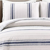 Lush Decor Farmhouse Stripe Reversible Cotton Quilt Set - 3 Piece Cozy Pinstr...