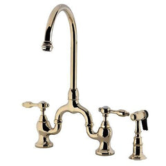 Kingston Brass KS7792TALBS Tudor Bridge Kitchen Faucet, Polished Brass, 13.88...