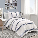 Lush Decor Farmhouse Stripe Reversible Cotton Comforter Set , 2 Piece Set, Tw...