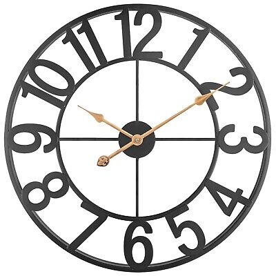 BEW 24 Inch Metal Clock, Large Cut-Out Farmhouse Decorative Wall Clock Batter...