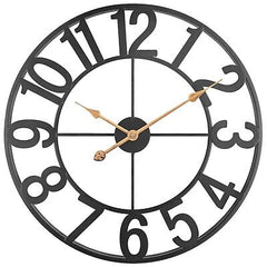 BEW 24 Inch Metal Clock, Large Cut-Out Farmhouse Decorative Wall Clock Batter...