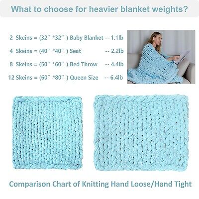 Chunky Yarn for Arm Knitting Blanket Chenille Thick Bulky Yarn DIY for Knit B...