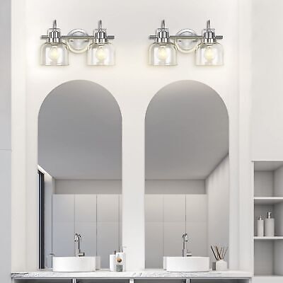 2-Light Bathroom Light Fixtures, Brushed Nickel Bathroom Wall Lights, Bathroo...