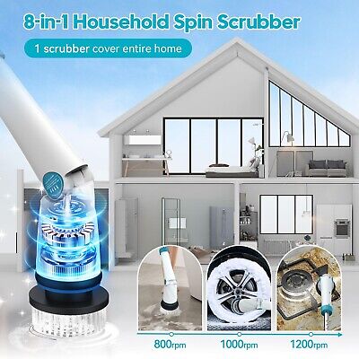 Electric Spin Scrubber Cordless Tub and Tile, 1200RPM Powerful Bathroom Showe...