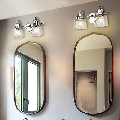 2-Light Bathroom Light Fixtures, Brushed Nickel Bathroom Wall Lights, Bathroo...