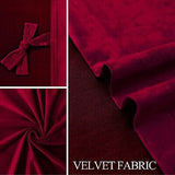 JIUZHEN Red Velvet Curtains 90 inches - Soft Velvet Blackout Grommet Curtains...