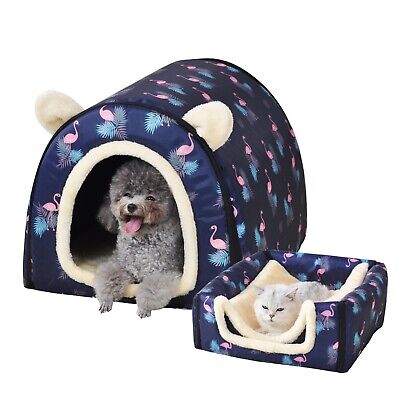 Dog Bed or Cat Bed,2 Ways to Use,Indoor Pet House with Fluffy Mat,Removable a...