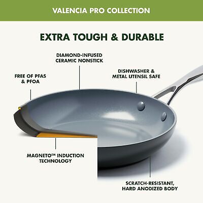 GreenPan Valencia Pro Hard Anodized Healthy Ceramic Nonstick 11" Everyday Fry...