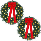 ROCEEI 2 Set 18 in Extra Large Artificial Pre Lit Fir Christmas Wreath with L...